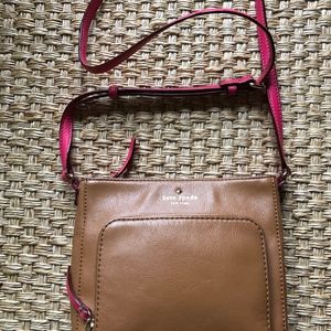 Kate Spade tan and pink leather crossbody